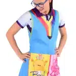 bata para educadora estampada azul cielo