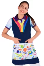 MANDIL PARA MAESTRA AZUL MARINO ESTAMPADA FRENTE