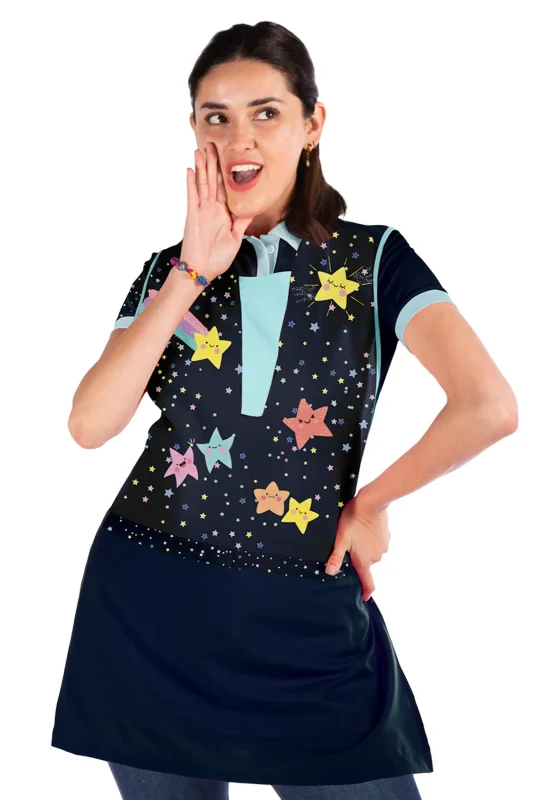 BATA PARA EDUCADORA ESTAMPADA MODERNA