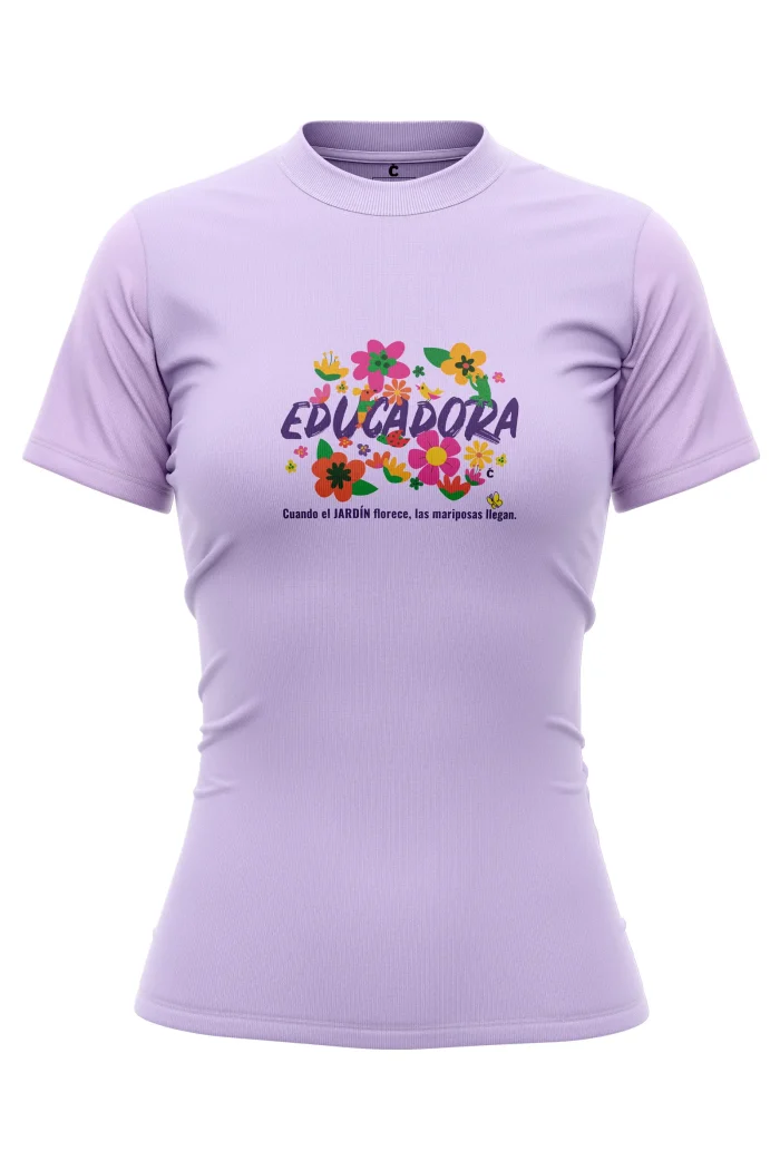 playera para educadoras-estampada-flores-educadora